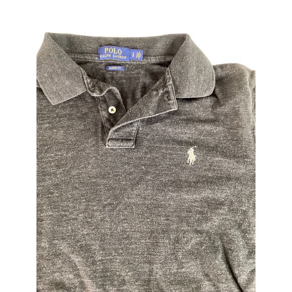 Polo Ralph Lauren Mens L Classic Polo Shirt Short Sleeve Dark Gray Logo - Picture 3 of 6